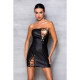 Мінісукня з екошкіри CELINE CHEMISE black S/M — Passion: шнурівка, трусики в комплекті-2