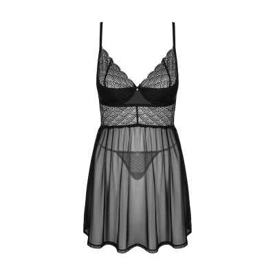 Пеньюар і трусики Obsessive Chemeris babydoll & thong M/L