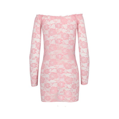 Прозора сорочка з довгим рукавом YOLANDA CHEMISE pink XXL/XXXL - Passion, трусики