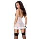 Сорочка прозора з пажами ORIHIME CHEMISE white S/M - Passion, трусики, стрепи-1