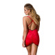 Сорочка приталена з відкритою спиною LENA CHEMISE red 4XL/5XL - Passion, трусики-1