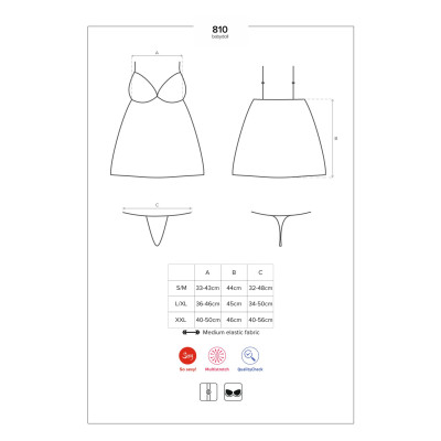 Obsessive 810-BAB-2 babydoll & thong white L/XL