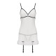 Сорочка прозора з пажами ORIHIME CHEMISE white XXL/XXXL - Passion, трусики, стрепи-2