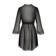 Пеньюар Passion Amberly Peignoir 4XL/5XL black, ажурні декольте та манжети, широкі рукави-3