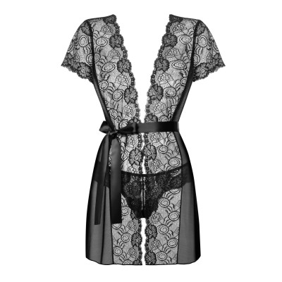 (SALE) Пеньюар Obsessive Alluria peignoir & thong S/M