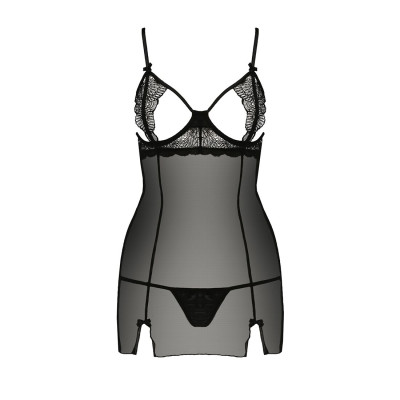 Прозора сорочка приталена QUENTRIS CHEMISE black L/XL - Passion Exclusive, трусики