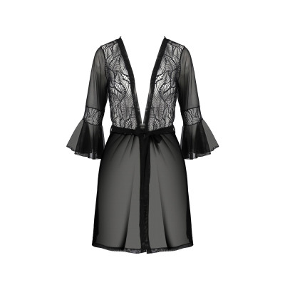 Пеньюар Passion LEAFA PEIGNOIR black L/XL - ECO Passion
