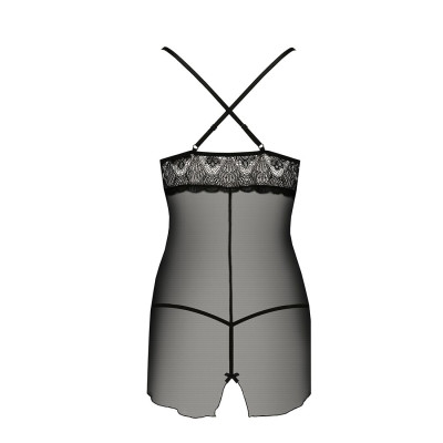 Прозора сорочка приталена QUENTRIS CHEMISE black S/M - Passion Exclusive, трусики