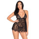 Пеньюар Leg Avenue Floral lace babydoll & string Black M-6