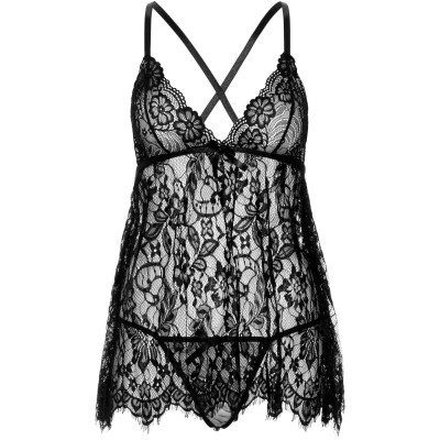 Пеньюар Leg Avenue Floral lace babydoll & string Black M Пеньюар Leg Avenue Floral lace babydoll & string Black M
