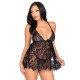 Пеньюар Leg Avenue Floral lace babydoll & string Black M-4