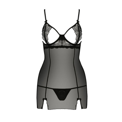Прозора сорочка приталена QUENTRIS CHEMISE black S/M - Passion Exclusive, трусики