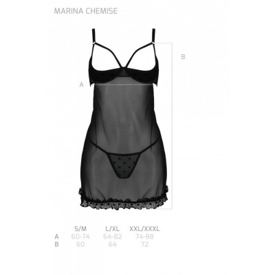 Пеньюар MARINA CHEMISE black S/M - Passion