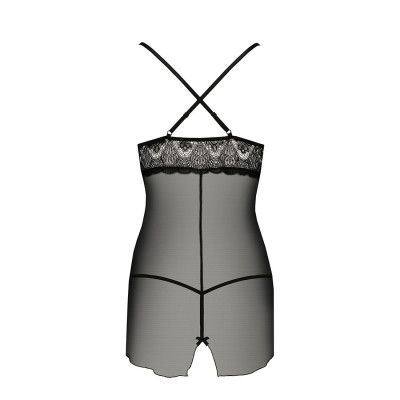 Прозора сорочка приталена QUENTRIS CHEMISE black XXL/XXXL - Passion Exclusive, трусики