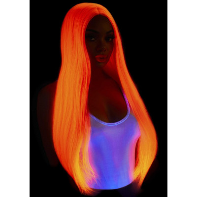 Leg Avenue Long straight center part wig neon pink
