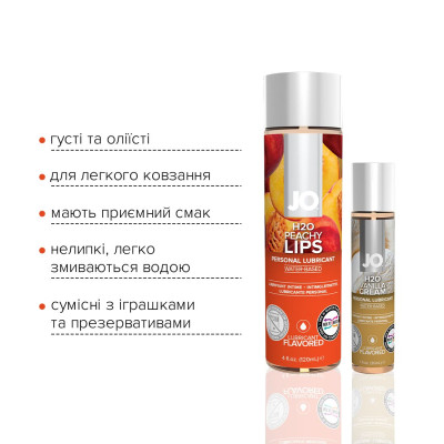 Комплект смакових лубрикантів System JO GWP — Peaches & Cream — Peachy Lips 120 мл & H2O Vanilla 30 Комплект смакових лубрикантів System JO GWP — Peaches & Cream — Peachy Lips 120 мл & H2O Vanilla 30