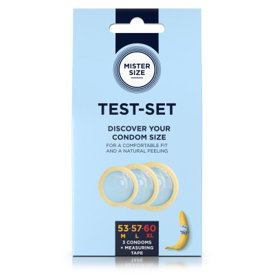 Презервативи Mister Size TEST-SET 53-57-60 з тейпом для виміру