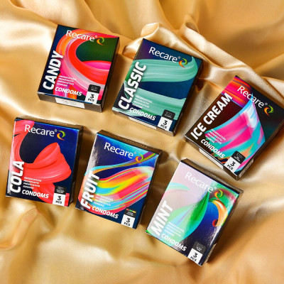 Презервативи Holographic Recare Cola Dotted&Ribbed Condoms 3 шт, з пухирцями і ребрами, аромат: Кола
