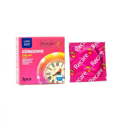 Презервативи Recare Delay Candy Condoms 3 шт, пролонгувальний ефект, цукерковий аромат