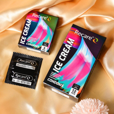 Презервативи Holographic Recare Ice Cream Big Dotted Condoms 3 шт, з пухирцями, аромат: морозиво