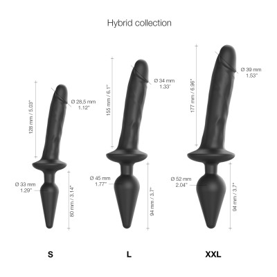Анальна пробка з дилдо Strap-On-Me SWITCH PLUG-IN REALISTIC DILDO BLACK - XL