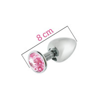 Металева анальна пробка з рожевим кристалом MAI Attraction Toys №73 (м'ята упаковка)