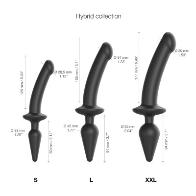 Анальна пробка з дилдо Strap-On-Me SWITCH PLUG-IN SEMI-REALISTIC DILDO BLACK - XL