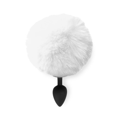 Силіконова анальна пробка М Art of Sex - Silicone Bunny Tails Butt plug, колір Білий, діаметр 3,5 см