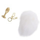 Металева анальна пробка Кролячий хвост LOCKINK SEVANDA White Bunny-Tail Anal Rose-shape Plug-2