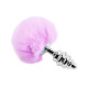 Металева анальна пробка Кролячий хвостик Alive Fluffy Twist Plug L Purple, діаметр 3,8 см-1
