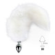 Металева анальна пробка з хвостом із натурального хутра Art of Sex size M White fox-1