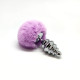 Металева анальна пробка Кролячий хвостик Alive Fluffy Twist Plug L Purple, діаметр 3,8 см-2