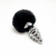 Металева анальна пробка Кролячий хвостик Alive Fluffy Twist Plug L Black, діаметр 3,8 см-1