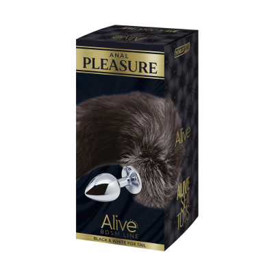 Металева анальна пробка Лисячий хвіст Alive Black And White Fox Tail S, діаметр 2,9 см Металева анальна пробка Лисячий хвіст Alive Black And White Fox Tail S, діаметр 2,9 см