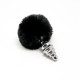 Металева анальна пробка Кролячий хвостик Alive Fluffy Twist Plug M Black, діаметр 3,4 см-1