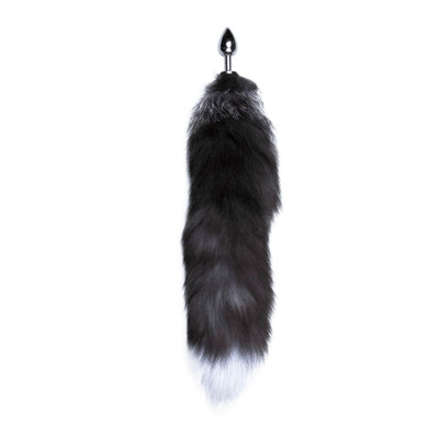 Металева анальна пробка Лисячий хвіст Alive Black And White Fox Tail S, діаметр 2,9 см Металева анальна пробка Лисячий хвіст Alive Black And White Fox Tail S, діаметр 2,9 см