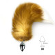 Металева анальна пробка з хвостом із натурального хутра Art of Sex size M Red fox-1