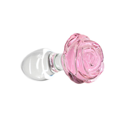 Скляна анальна пробка Pillow Talk – Rosy- Luxurious Glass Anal Plug L