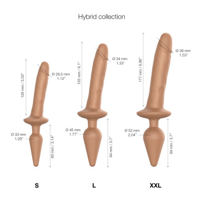 Анальна пробка з дилдо Strap-On-Me SWITCH PLUG-IN REALISTIC DILDO CARAMEL - S