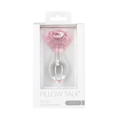 Скляна анальна пробка Pillow Talk – Rosy- Luxurious Glass Anal Plug L