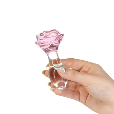 Скляна анальна пробка Pillow Talk – Rosy- Luxurious Glass Anal Plug L