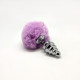 Металева анальна пробка Кролячий хвостик Alive Fluffy Twist Plug M Purple, діаметр 3,4 см-1