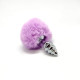 Металева анальна пробка Кролячий хвостик Alive Fluffy Twist Plug S Purple, діаметр 2,9 см-2