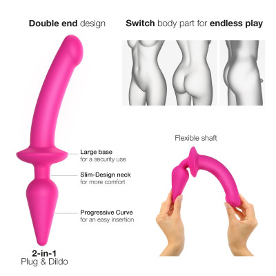 Анальна пробка з дилдо Strap-On-Me SWITCH PLUG-IN SEMI-REALISTIC DILDO FUCHSIA - L