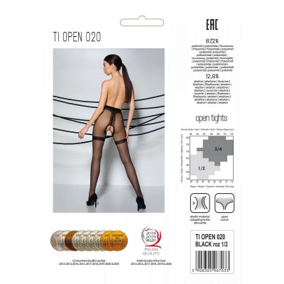 Колготки з відкритим доступом, імітація панчіх Passion TIOPEN 020 black 3/4 (20 den)