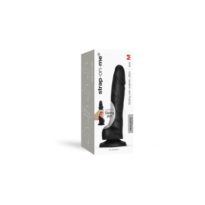 Реалістичний фалоімітатор Strap-On-Me Sliding Skin Realistic Dildo Black - M, ефект рухливої шкіри