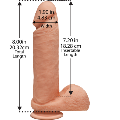 Фалоімітатор Doc Johnson The D - Perfect D - 8 Inch With Balls - ULTRASKYN, діаметр 5,1 см