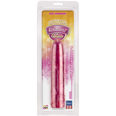 Фалоімітатор Doc Johnson Radiant Gems 8 Inch Fuchsia, діаметр 4,3 см, антибактеріальний ПВХ