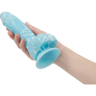 Фалоімітатор, що світиться у темряві, ADDICTION - LUKE - 7.5"- BLUE G.I.D. / W PB, 19 см, силікон, в