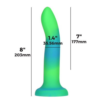 Фалоімітатор, що світиться у темряві, ADDICTION - Rave - 8" Glow in the Dark Dildo - Blue Green